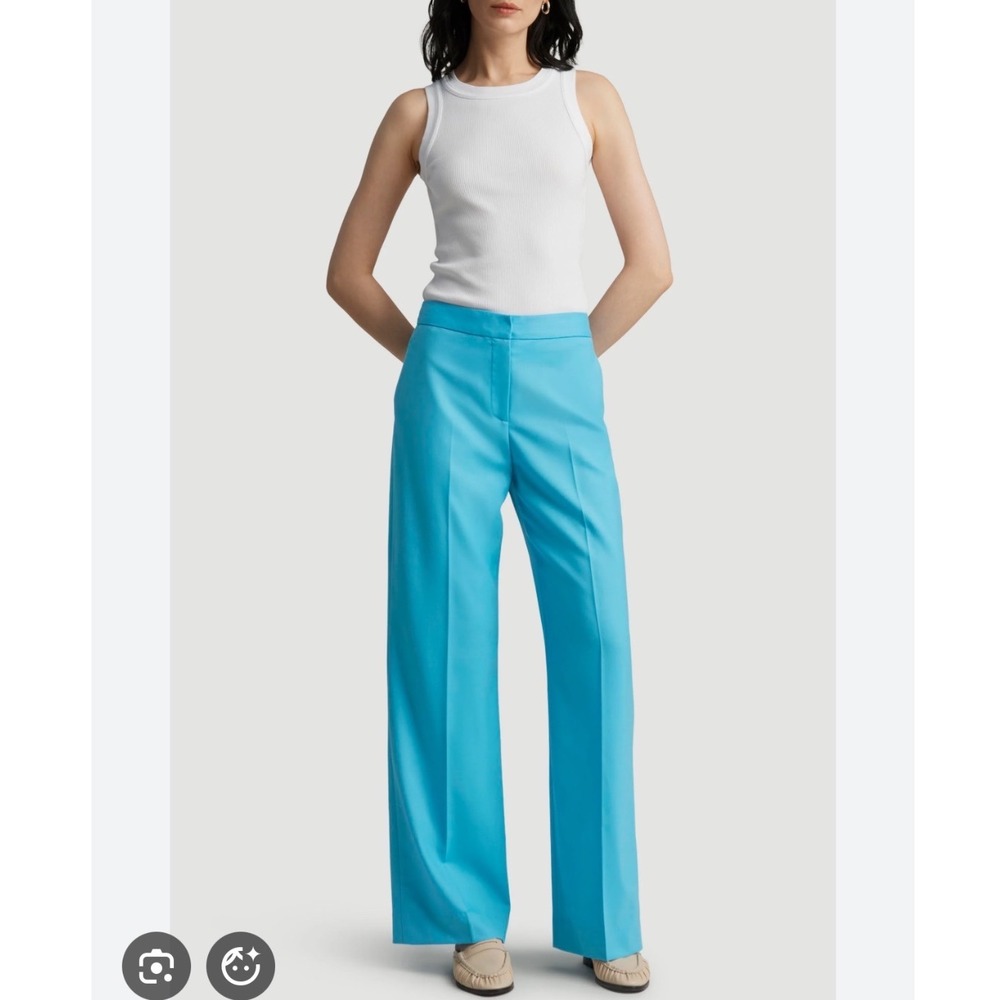 Argent Tailored Trouser in Seasonless‎ Wool Aqua 12 NWT